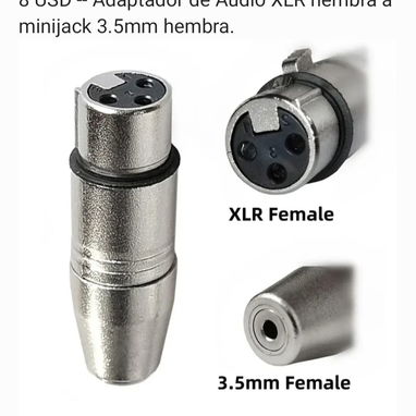 Adaptador de Audio XLR macho/hembra a minijack 3.5mm - Img 91640885