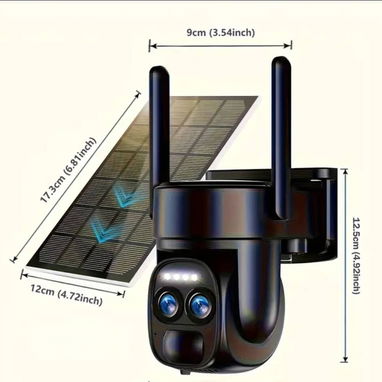 🛍️ Camara de vigilancia con panel solar y bateria negra grande, de una sola camara o´kampro - 3/3