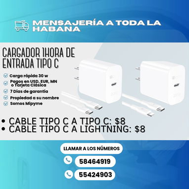 ⚡ CARGADORES 1HORA ⚡ VARIOS MODELOS CABLE V8, TIPO C Y IPHONE. DESDE LOS 4 USD HASTA LOS 9 USD. - Img 120668279