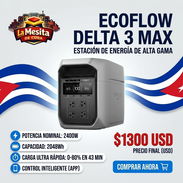 ECOFLOW DELTA 3 MAX ,Potencia 2400W , Capacidad 2048 Wh , Pico 4800W ,Carga rapida de 0% a 80% en 43 a 68 minutos - Img 57945897