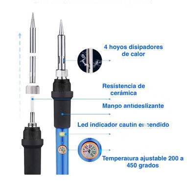 Cautin de 60 watts con regulación de temperatura de 200 a 450 grados. Máxima calidad de fabricación. - Img 100409753
