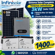 Kit inversor 3k, batería 200amp,2 paneles solares - Img 57504119