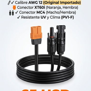 Cable de estacion de energía a panel solar 7.5 metros - 3/6