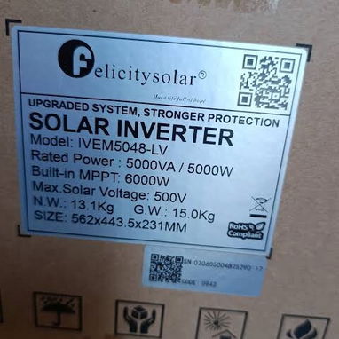 INVERSOR SOLAR 5000W FELICITY SOLAR IVEM5048- LV MENSAJERÍA INCLUIDA  GARANTÍA 1 MES - 2/2
