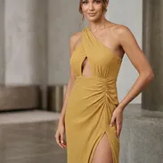 Vestidos sexy amarillo limón tela bambula fresca y duradera - Img 56146328