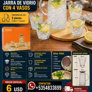 🍹 JUEGO 🍹 DE JARRA DE VIDRIO CON 4 VASOS. MENSAJERIA CON FACTURA Y GARANTÍA. 📲 54833699 - Img 56171323