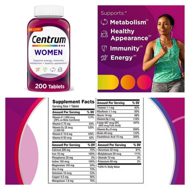 Multivitaminas centrum para hombres mujeres y mayores de 50 años 200 tabletas - 3/3