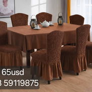 Set 6 Fundas para Sillas Elásticas + Mantel — Comedor - Img 56227387