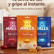 Halls Throat Soothing pastillas o caramelos 30 tabletas para la tos gripe dolor de garganta alivio inmediato - Img 56599360