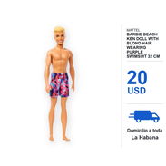 Mattel Barbie Beach Ken Doll with Blond Hair Wearing Purple Swimsuit 32 cm - Img 58424920