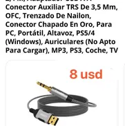 Cable de audio auxiliar usb a 3,5mm de 2.4 metros - Img 50797879
