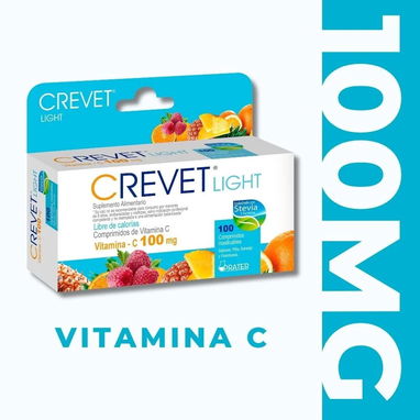 Crevet Light Vitamina C 100 mg Vitamina C masticable para niños Vitamina Infantil con sabor a frutas - Img 120544339