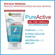 GARNIER SKIN ACTIVE GEL 3 EN 1 ARCILLA, PARA PIELES MIXTAS A GRASAS, LIMPIA, EXFOLIA Y MATIFICA, 150ML - Img 53742021