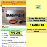 MV-622-CONVERTIDOR de 72v a 110v Topmaq 6000W....195 USD...tlf 51596013...Entrega por Mensajeria Costo Adicional - Img 55788369