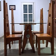 Se vende mesa de madera hecha por el artista de la plástica Nelson Dominguez con el Certificado de Autenticidad. - Img 55772350