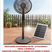 VENTILADOR RECARGABLE DE PIE 16'+PANEL Y BOMBILLO - Img 55787452