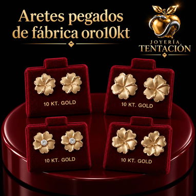 Aretes de oro 10k, varios modelos - 5/10