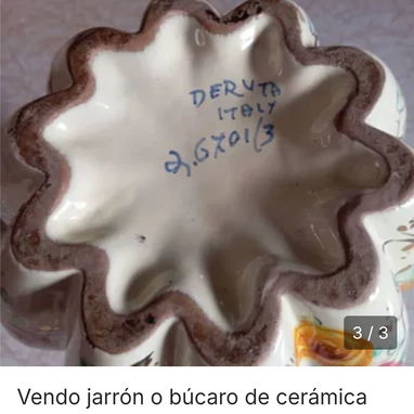 Vendo búcaro antiguo de porcelana italiana, pintado a mano, Deruta firmado. Tamaño 34 cm. - 2/2