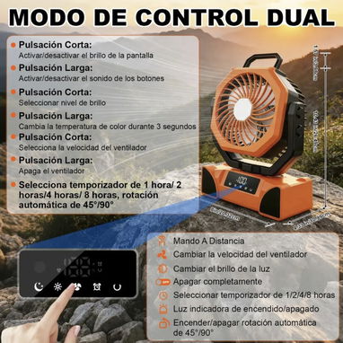 Ventilador recargable con luz led de 20000 mAh. Hasta 58 horas de ventilación continua - Img 126287429