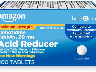 famotidina de 20 mg, máxima concentración, reductor de ácido para alivio de la acidez estomacal, 200 tabletas 15$ - Img 35366171