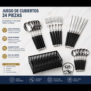 Cubiertos d 24piezas con el cabo plástico y escurridor, excelente calidad - Img 55984335