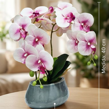 🌺Hermosas orquídeas decorativas en su base de cerámica. 💵$22 usd  ✅40 cm de altura - 4/4