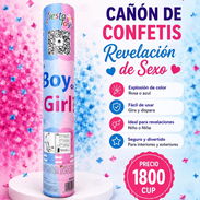 Revelación de sexo: globos con confetis, cañón de confetis, vela de humo, spray de revelación - Img 55505525