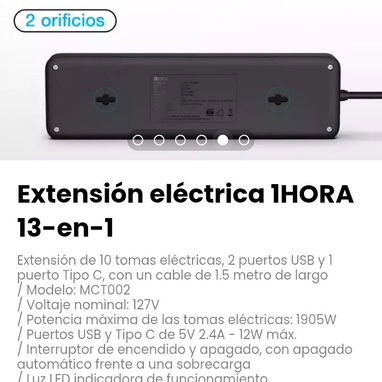 Extensión eléctrica 1HORA 13-en-1. Con un cable de 1.5 metro de largo - Img 110461944
