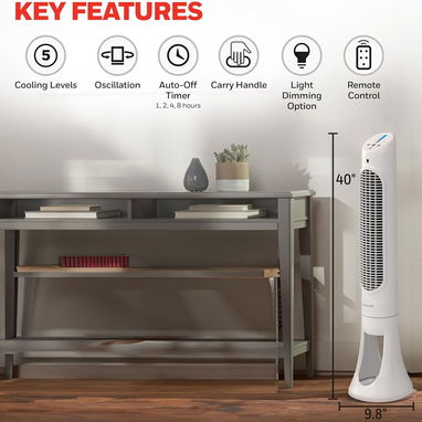 Ventilador oscilante de torre para toda la habitación con control remoto, color blanco y color negro-70usd - Img 116194700