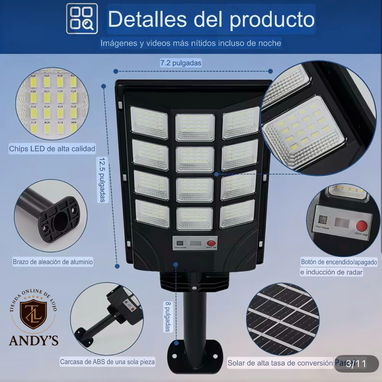 Lámpara o Luz de pared solar de 800w - 5/8