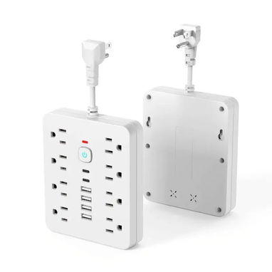 Regleta eléctrica compacta con múltiples tomas de corriente y puertos USB - 2/7