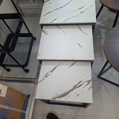 Mesas de centro doble y triple, sillas de escritorio, buros o escritorio de madera, juego de muebles de terraza - 4/10