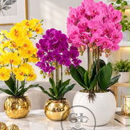 👑Flores artificiales en maceta (Belleza + Calidad) ⚜️Orquídea con maceta blanca 70cm alturac - Img 58459648