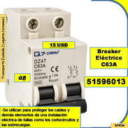 (QB-908) Breaker Eléctrico C63A.. 15 USD...51596013.  . .Tranporte incluido lugares cercanos - Img 57294179