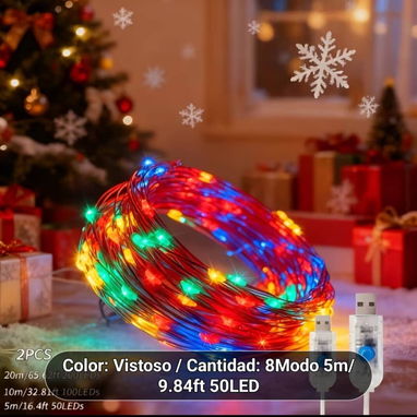 Luces de hadas USB 200 LED para decoraciones - Img 123393440