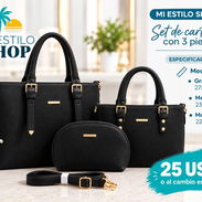 ‼️Set de Carteras con 3 Piezas Color Negro‼️ - Img 57416924