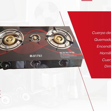Cosina de gas Cuerpo de vidrio templado Quemadores de cobre Encendido por magneto Eficiencia en el consumo de gas Dimens - Img 120343274