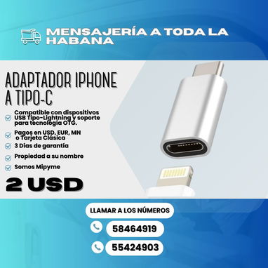 🔴Adaptador OTG TIPO C- Iphone : 3$ 🔴Adaptador TIPO C - USB : 2$ 🔴Adaptador IPHONE - TIPO C: 2$ - Img 116869534
