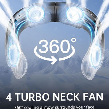 🌬️ Ventilador de cuello portátil  🔋💨 | 4 turbos sin aspas, batería 4000 mAh, pantalla LED, 3 velocidades, flujo - Img 126094558