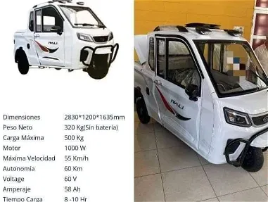 Triciclo electrico marca RALi pickup de maletero de 60 x 58 amp nuevo o/,km - Img main-image-45971339