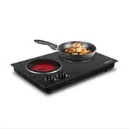 Cocina eléctrica de placa. Sobremesa de doble quemador cerámica infrarroja 1800 W Marca Cusimax - Img 57519252