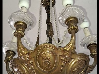 Lámpara de bronce de techo de seis bombillas antigua - Img main-image-45635330
