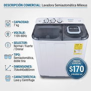 🧺 Lavadora Semiautomática Milexus 7 kg(Mod. ML-WM-7KGS-110) - Img 56017250