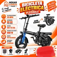 Bicicleta electrica plegable - porta teléfono - cesta - cargador - 60km por carga - motor de 500W - batería 48V 12Ah - Img 57693175
