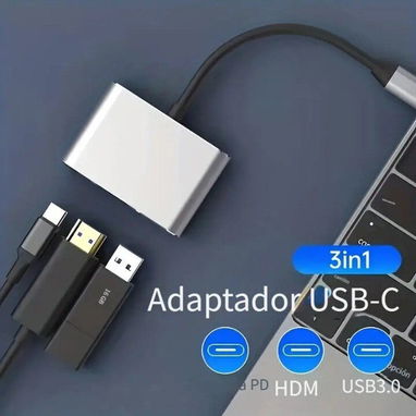 📢 Adaptador Multipuerto 3 en 1 | USB‑C a HDMI 4K + USB 3.0 + Carga PD - Img 111498798