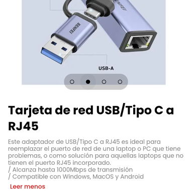 Tarjeta de red USB/Tipo C a RJ45 - 2/4