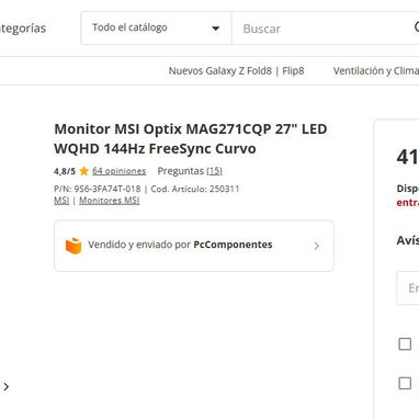 🎮Monitor MSI 2k de 27`` 144Hz Vale 500 USD lo dejo en 200 USD - Img 126513550