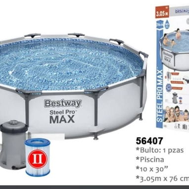 Piscina BESTWAY .4.678 L °3.05 metros x 76 cm • Válvula de desagüe • Bomba de drenaje • Filtro 190 USD - Img 122720464