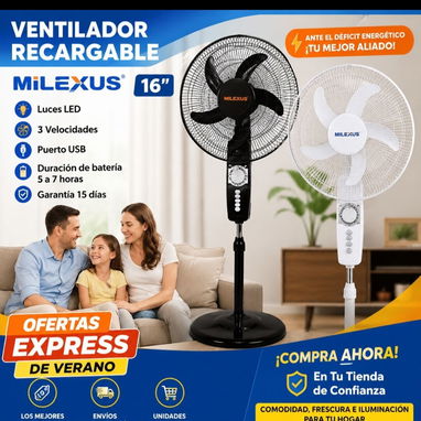 VENTILADOR RECARGABLE PEDESTAL - Img 123239286