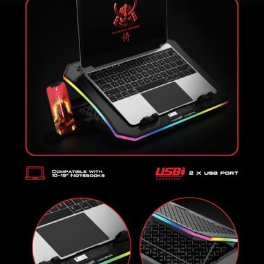 Gaming Laptop Cooler Maxell Samurai con soporte para teléfono... - Img 124252455